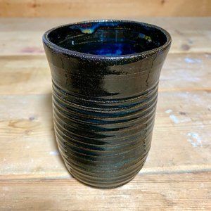 Handmade Black Dark Blue Jean Ribbed Cup